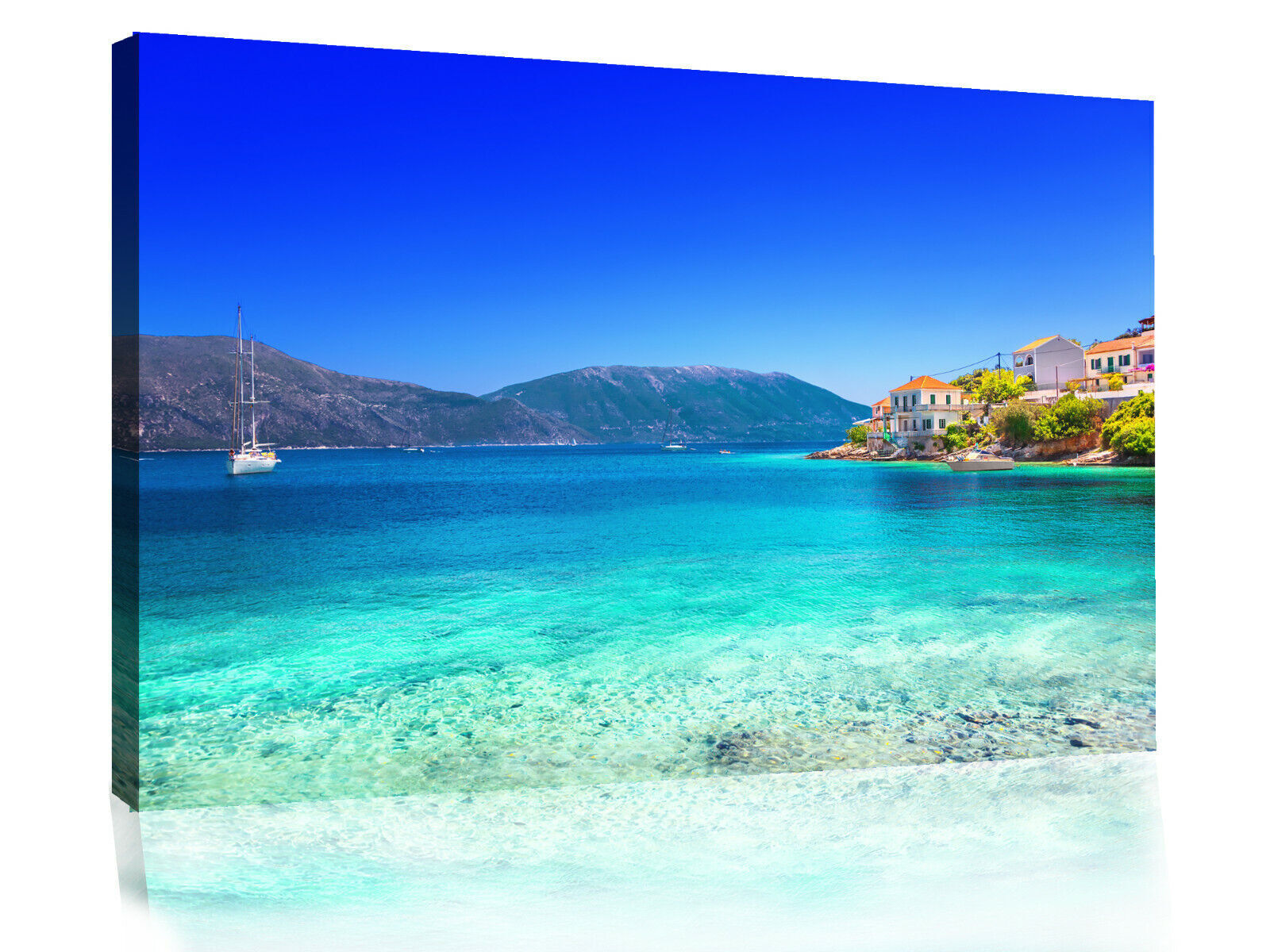 Blue Beach Sea Kefalonia Island Greece CANVAS WALL ART PRINT ARTWORK