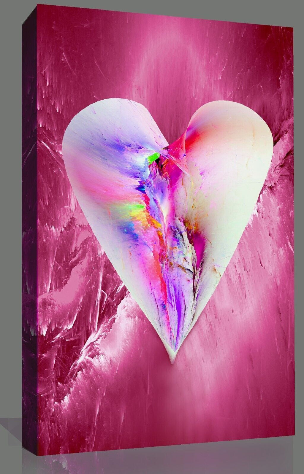 Abstract Pink Heart CANVAS WALL ART Picture Print