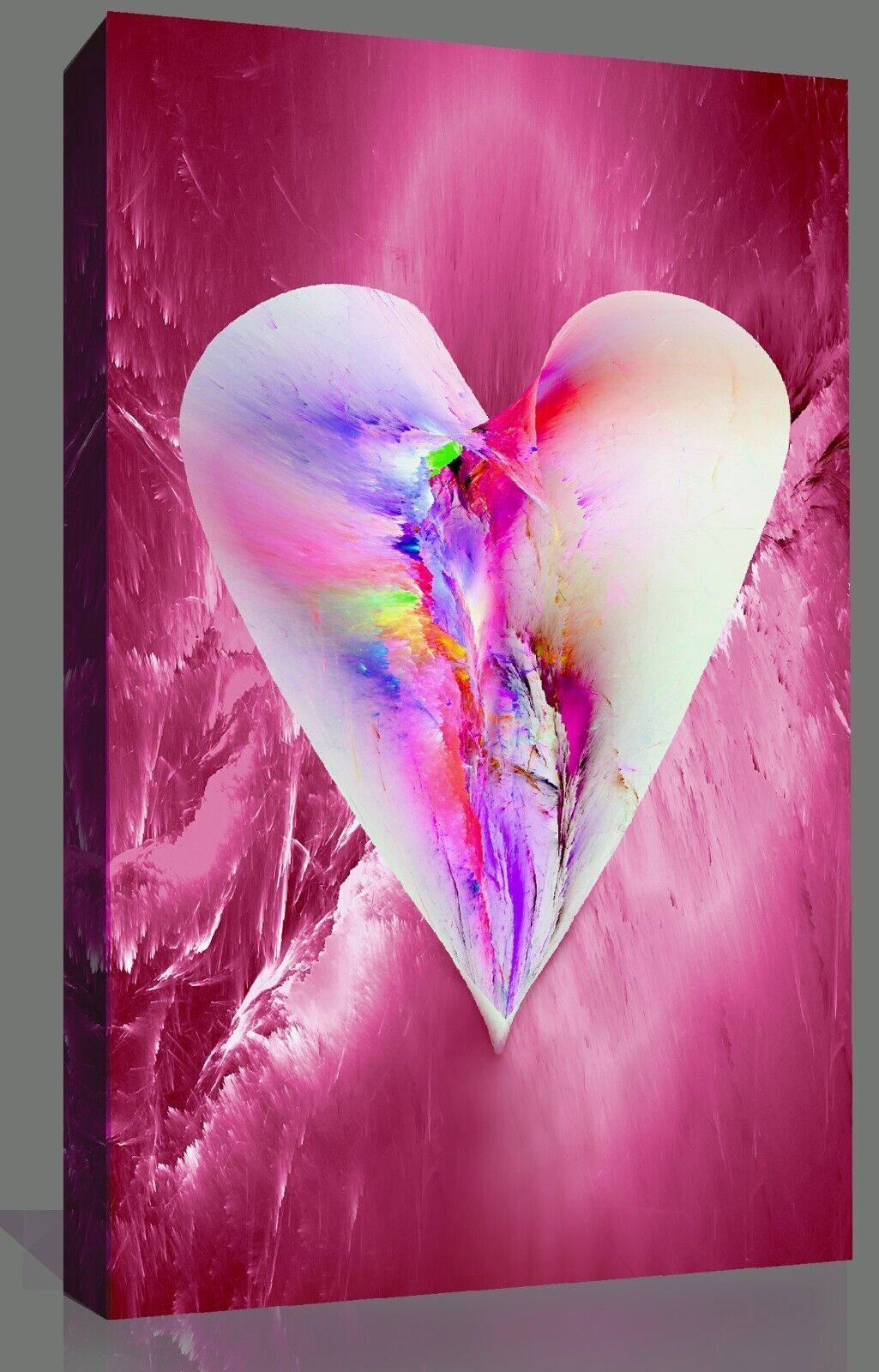 Abstract Pink Heart CANVAS WALL ART Picture Print