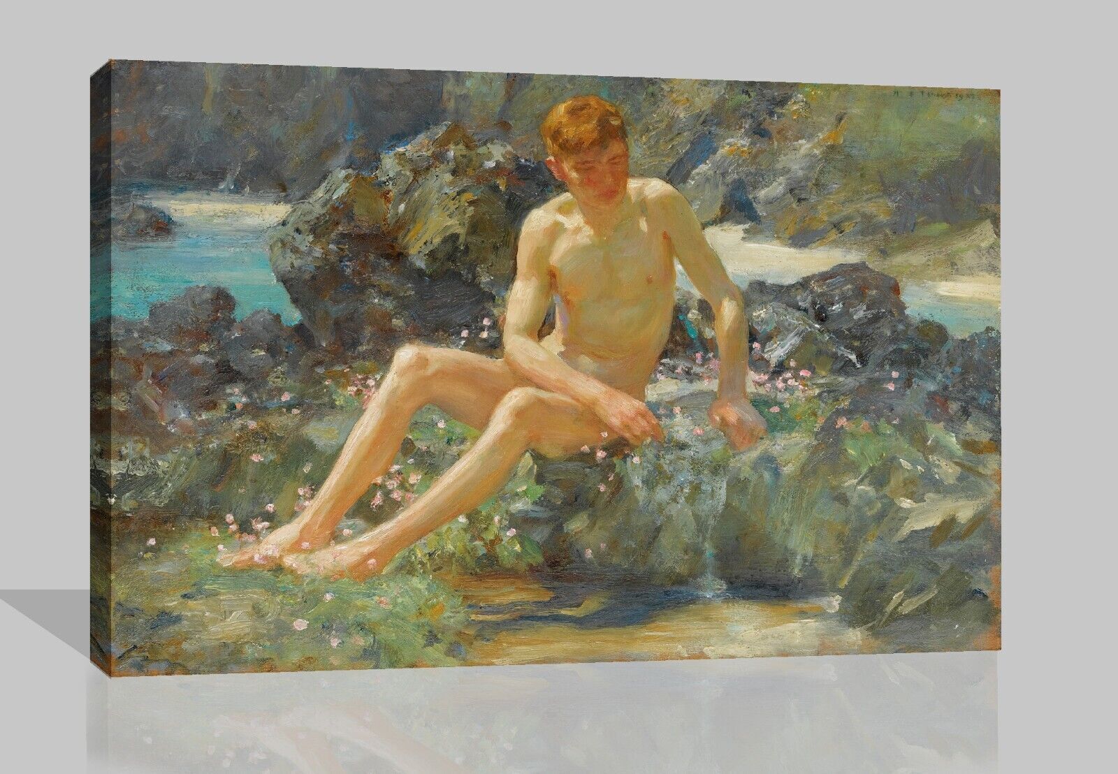 Nude On The Rocks (1927) Henry Scott Painting on Canvas Wall Art Picture Print