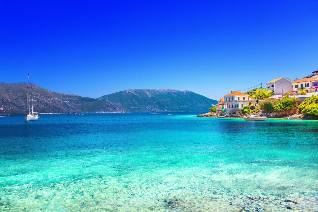 Blue Beach Sea Kefalonia Island Greece CANVAS WALL ART PRINT ARTWORK