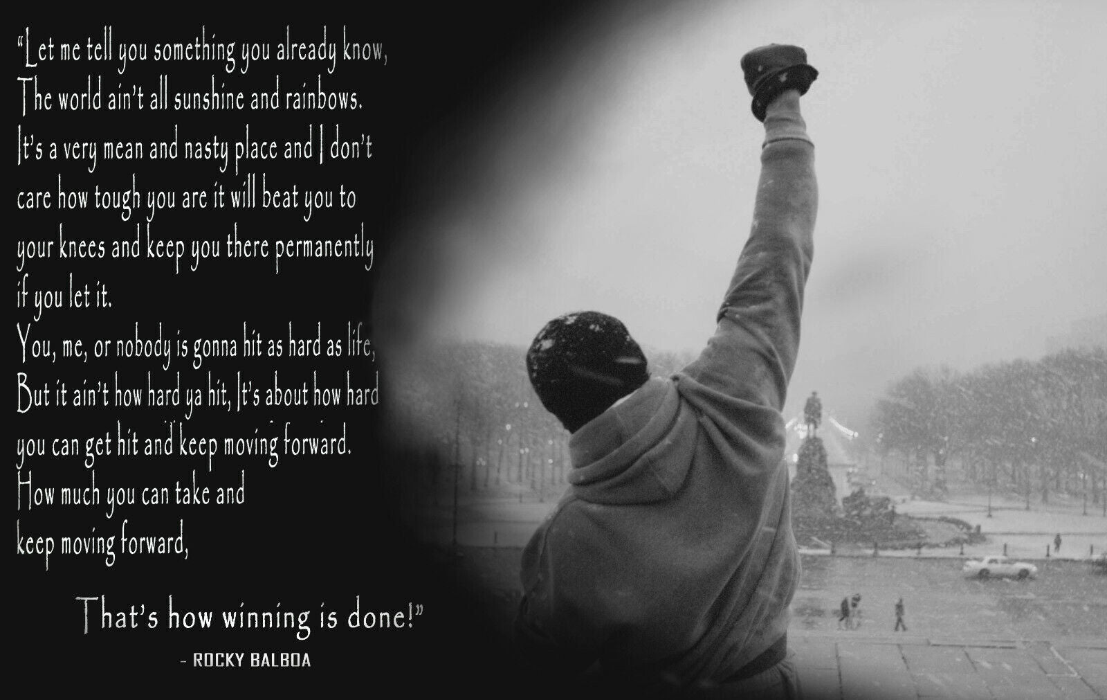 Black Rocky Balboa Film Quote canvas wall art print picture READY TO HANG