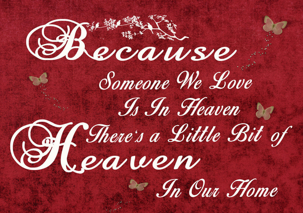 HEAVEN QUOTE - Life - Red Canvas Wall Art Picture Print- ALL SIZES