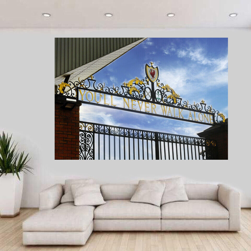 Coloured Liverpool You'll Never Walk Alone Gates CANVAS WALL ART Picture Print