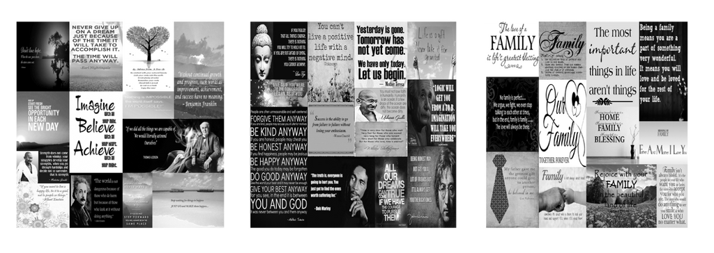 3 Panels with Quotes 100% Cotton Canvas Wall Art Pictures Prints Black & White