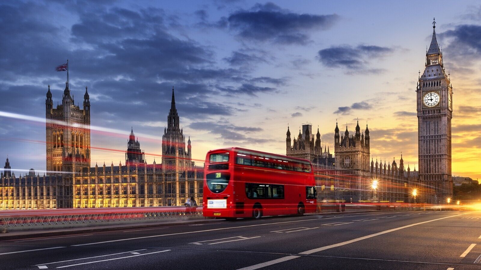 London Red Bus UK City Canvas Pictures Cityscape Parliament Wall Art Print