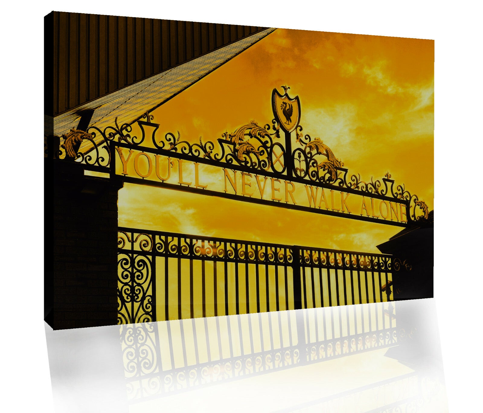 Liverpool You'll Never Walk Alone CANVAS WALL ART Picture Print Gold / Mustard