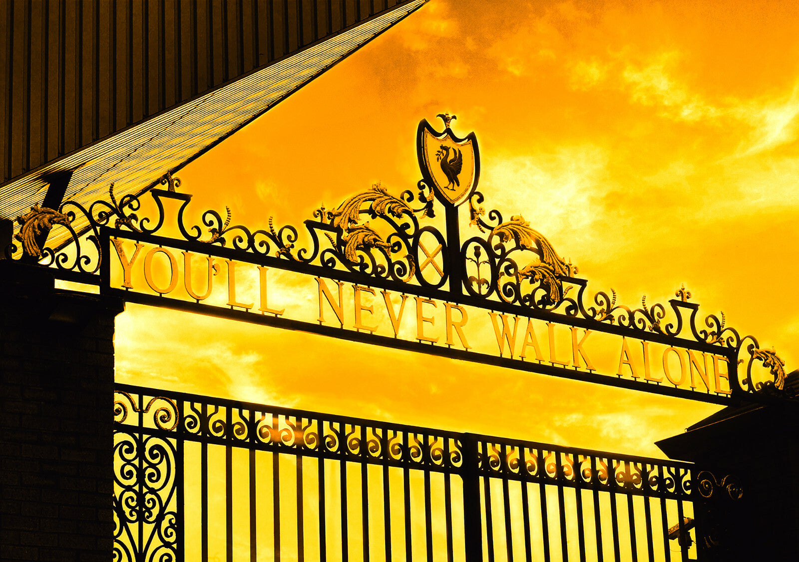 Liverpool You'll Never Walk Alone CANVAS WALL ART Picture Print Gold / Mustard