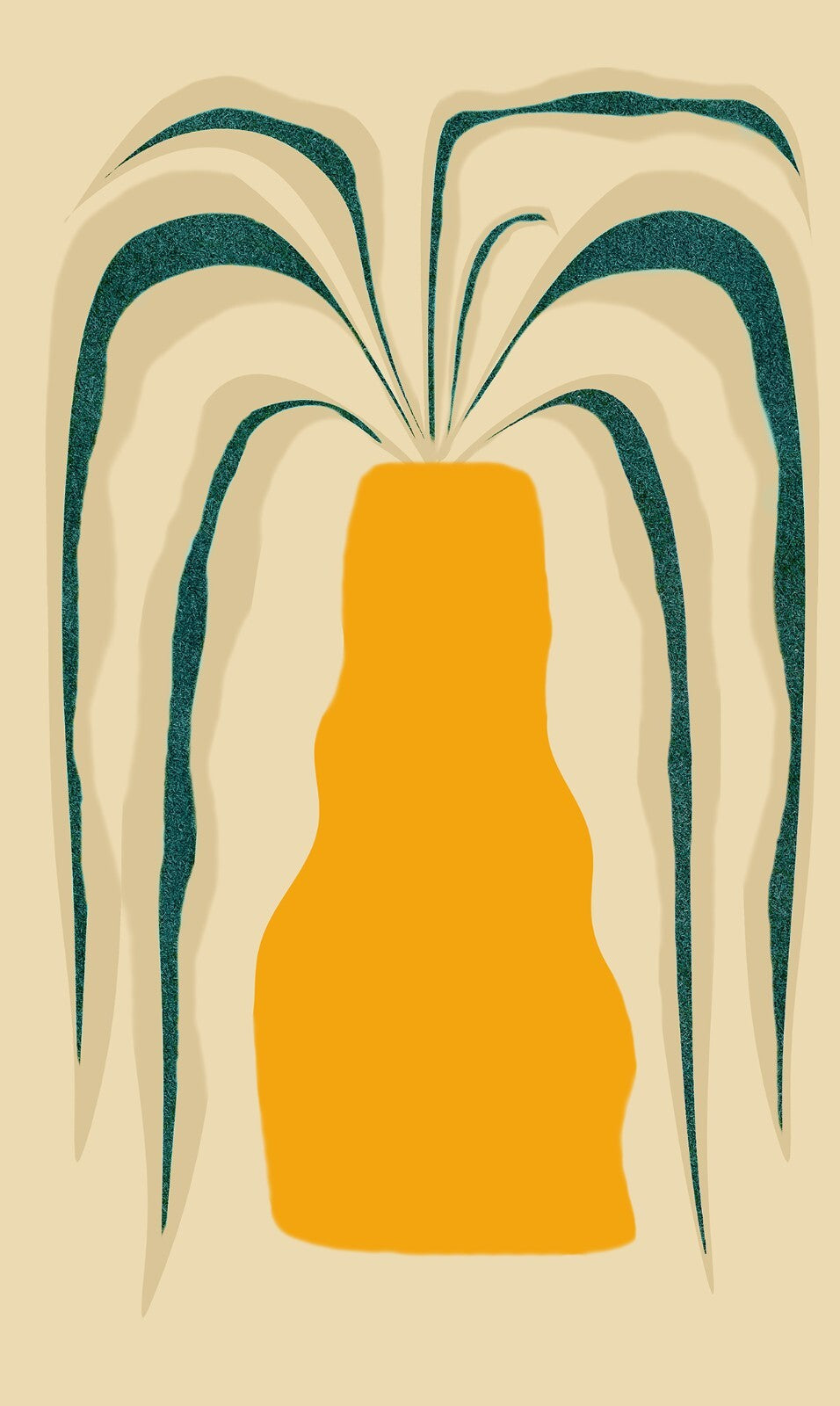 Abstract Plant CANVAS WALL ART Picture Print cream and teal colours