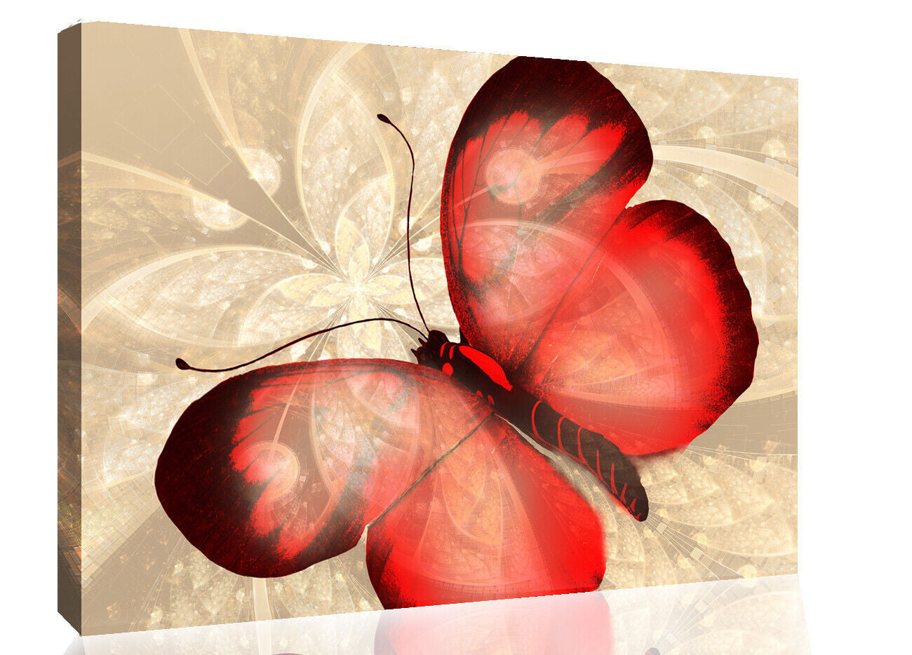 Abstract Canvas Print Butterfly Red & Cream Unique Wall Art Print Various Sizes