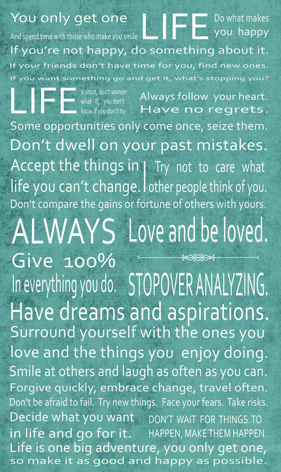 Life Manifesto Quote Canvas Wall Art Picture Print Artwork Duck Egg Blue