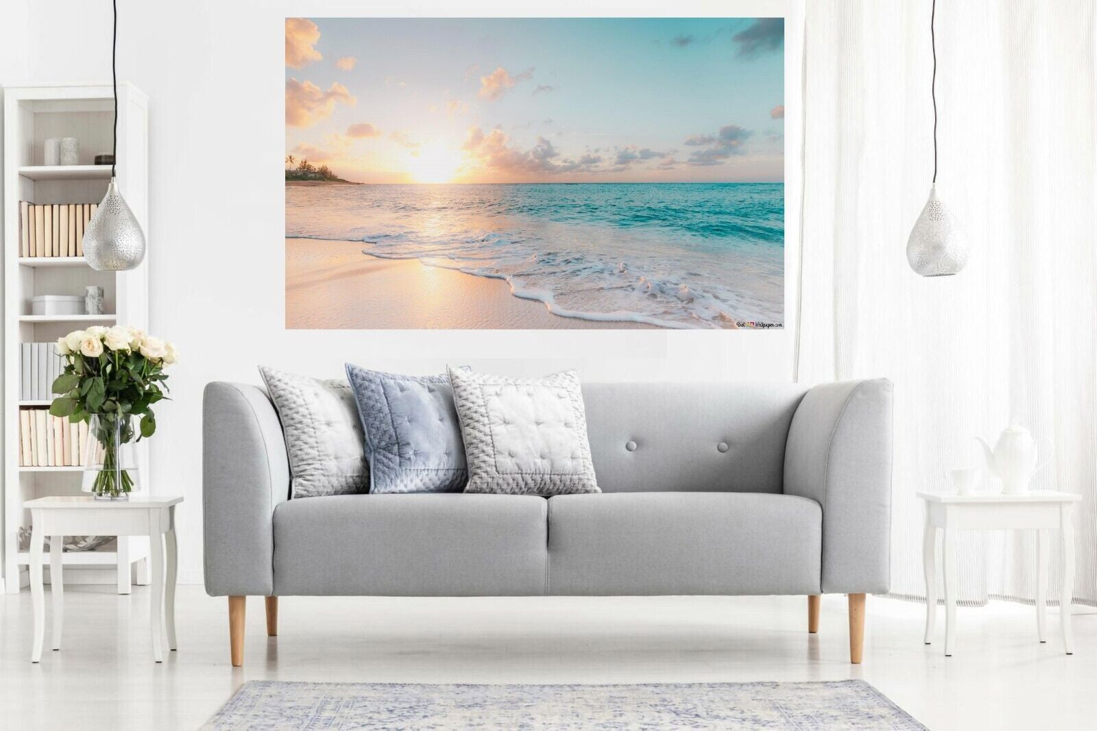 Soft Colours Beach Sky Sunset Seaside Canvas Wall Art Picture Print