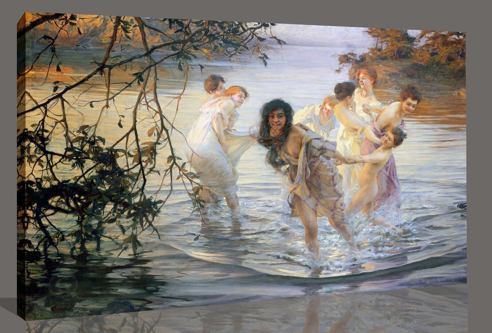PAUL EMILE CHABAS, DANCING NYMPHS PAINTING -CANVAS WALL ARTWORK PICTURE PRINT