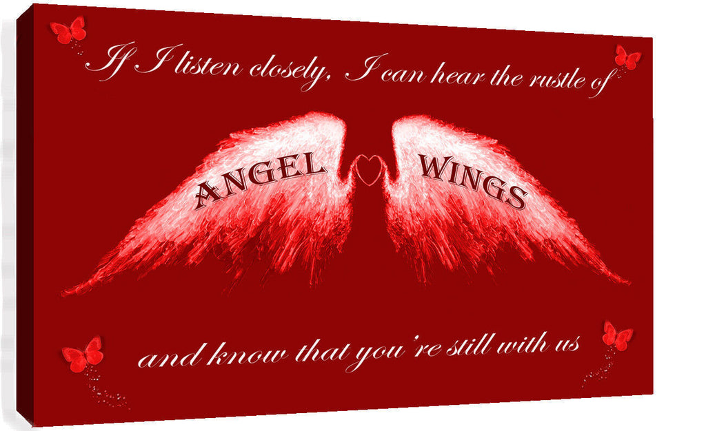 Angel Wings Wall Art Picture IF I Listen Closely Quote Canvas Print Red